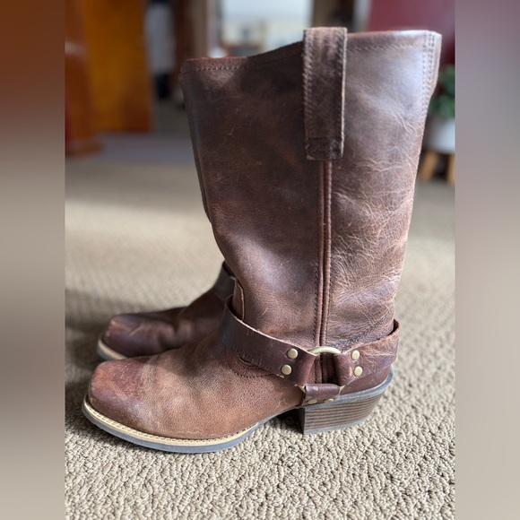 Justin Brown Leather Motorcycle Boots 10B - Picture 9 of 15